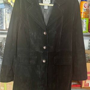 Live a Little Black Suede Blazer with Button Accents